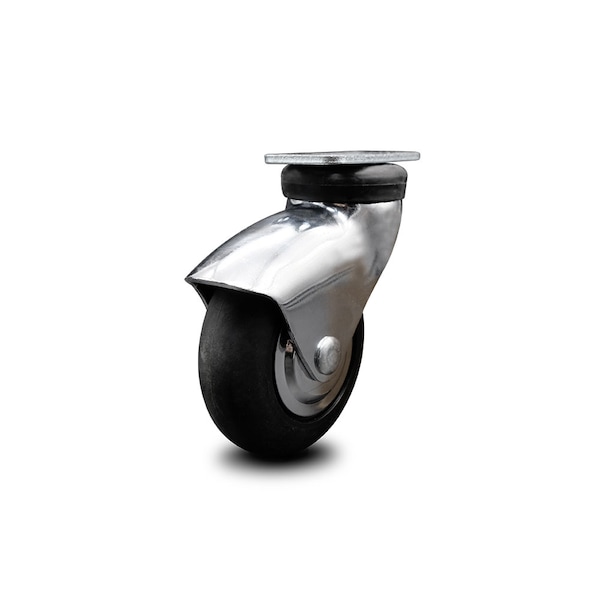 3 Inch Bright Chrome Hooded Neoprene Rubber Top Plate Caster